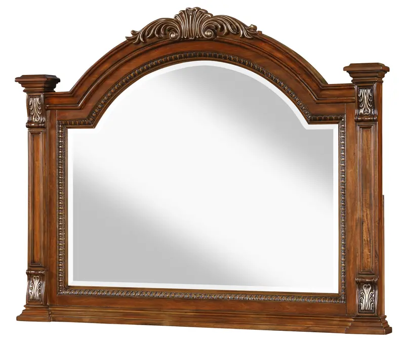 Viviana Traditional Mirror In Caramel Wood Finish 1