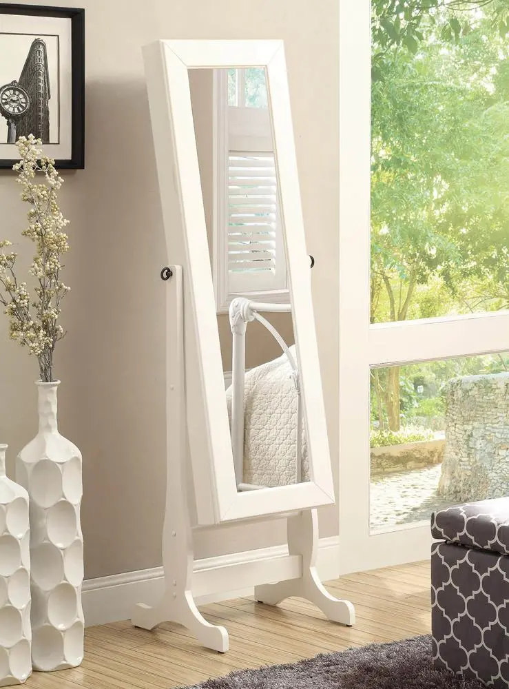 White Jewelry Cheval Mirror – Adjustable Easel-Style Dressing Mirror 1
