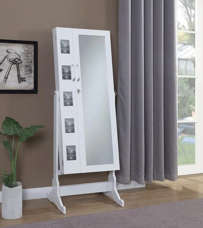 White Jewelry Cheval Mirror – Full-Length Adjustable Easel Mirror 1