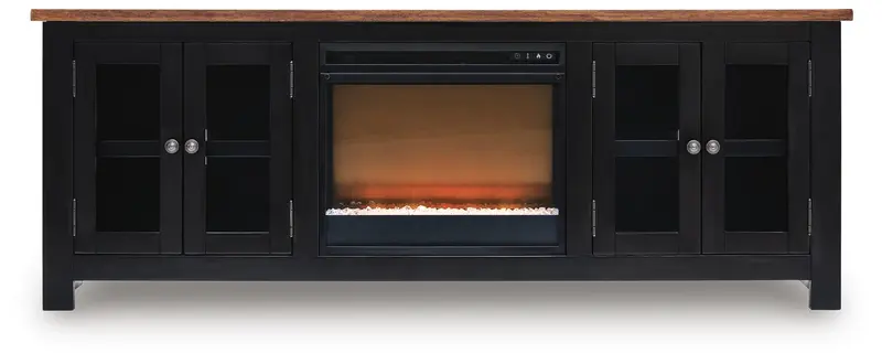 Wildenauer 76-Inch Tv Stand Featuring Built-In Electric Fireplace 1