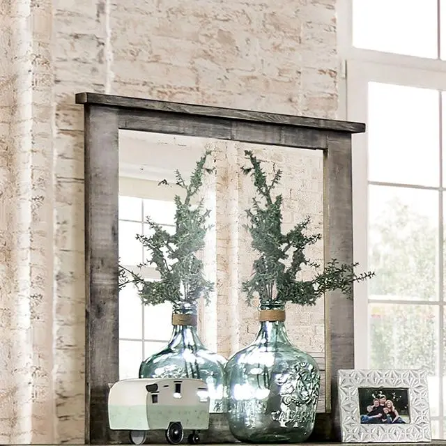 Woodburn Framed Beveled Mirror With Distressed Finish 1