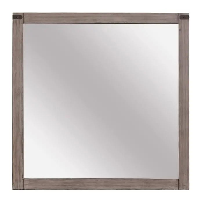 Woodrow Minimalist Gray Rectangular Wall Mirror (2042-6) 1