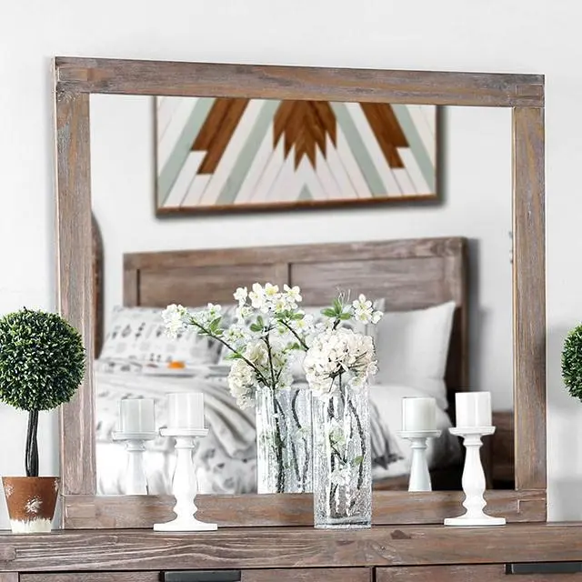 Wynton Light Oak Weathered Wall Mirror 1