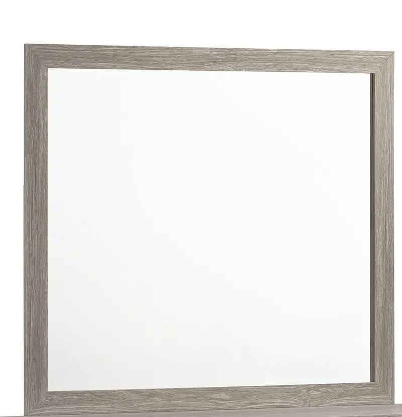 Yasmine Modern White Mirror With Gray Wood Finish 1